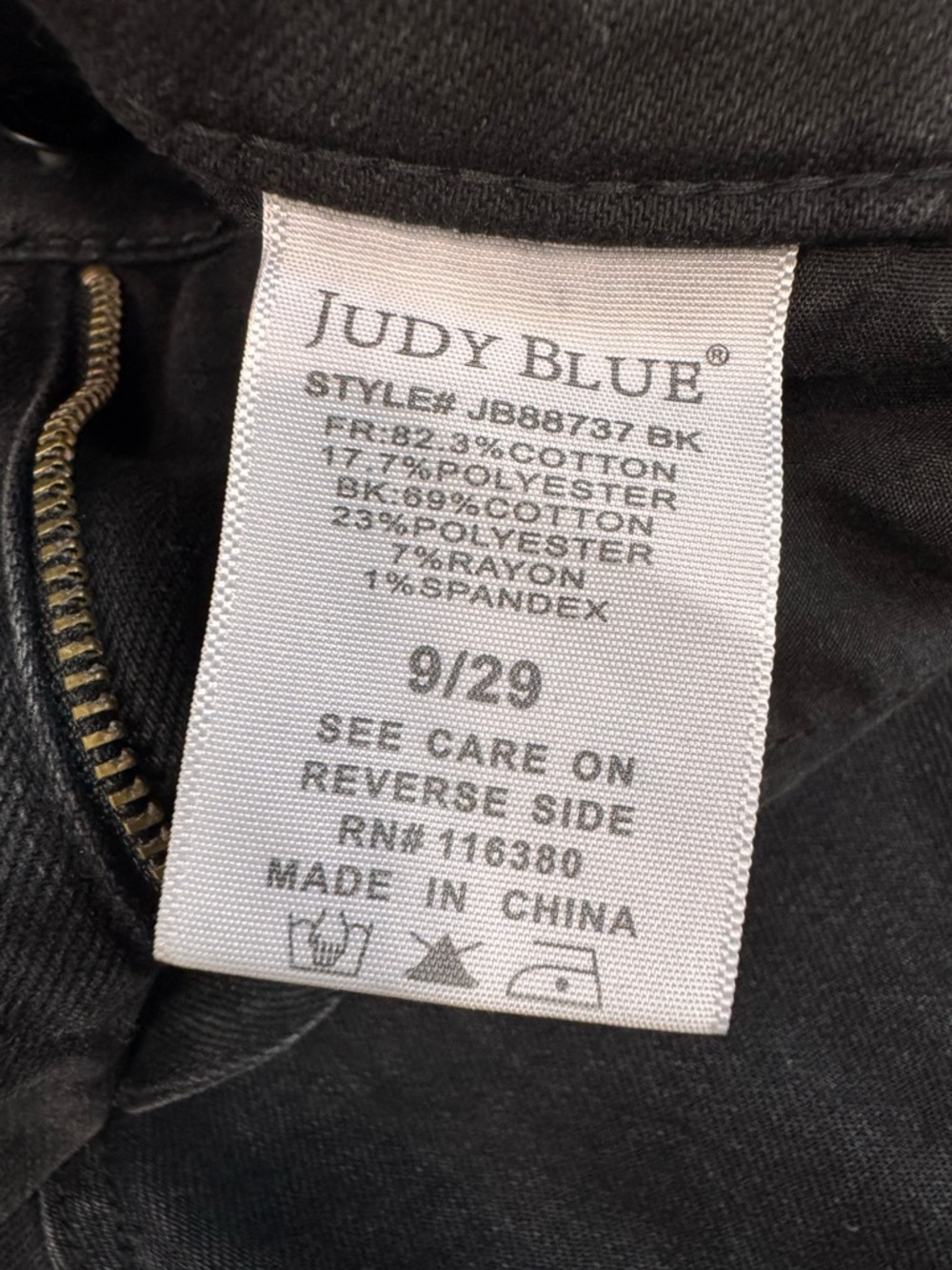 Judy Blue Charcoal Black Denim Distressed 90’s Straight Jeans, size 29 - Picture 11 of 16